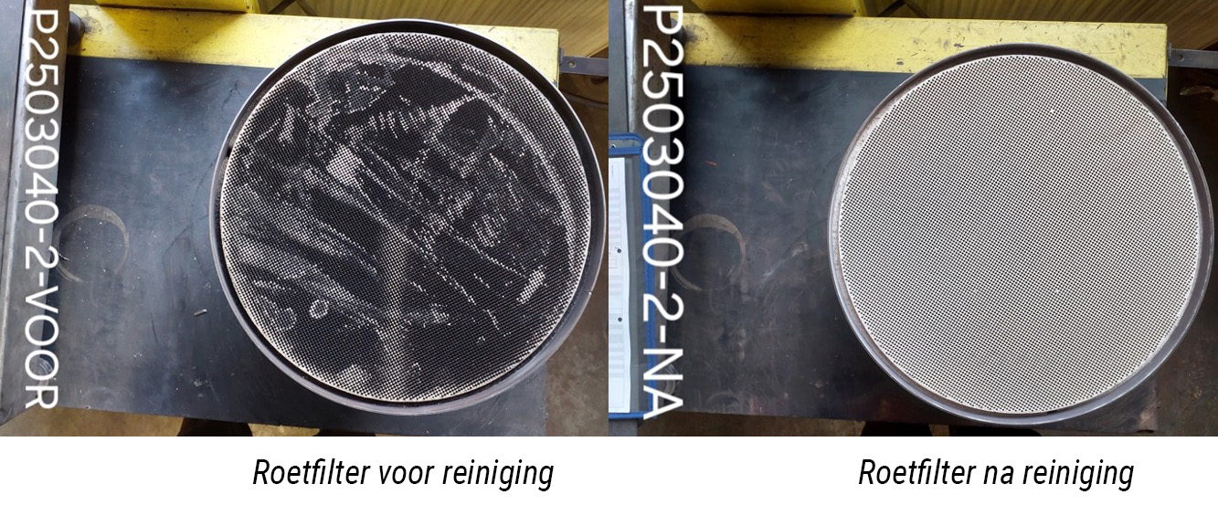  Roetfilter LCW Groningen voor en na roetfilter reiniging
