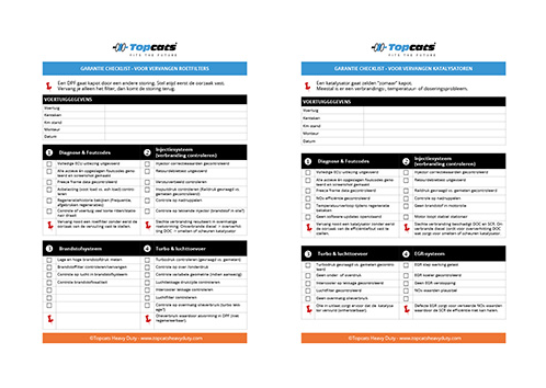 Checklist voor terugplaatsing van katalysatoren en roetfilters
